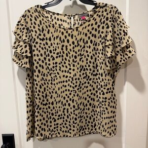 Leopard dressy 100% poly blouse size L